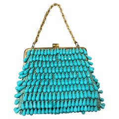 A Stunning 1960s High Quality Turquoise Resin and Brass Italian Evening Bag