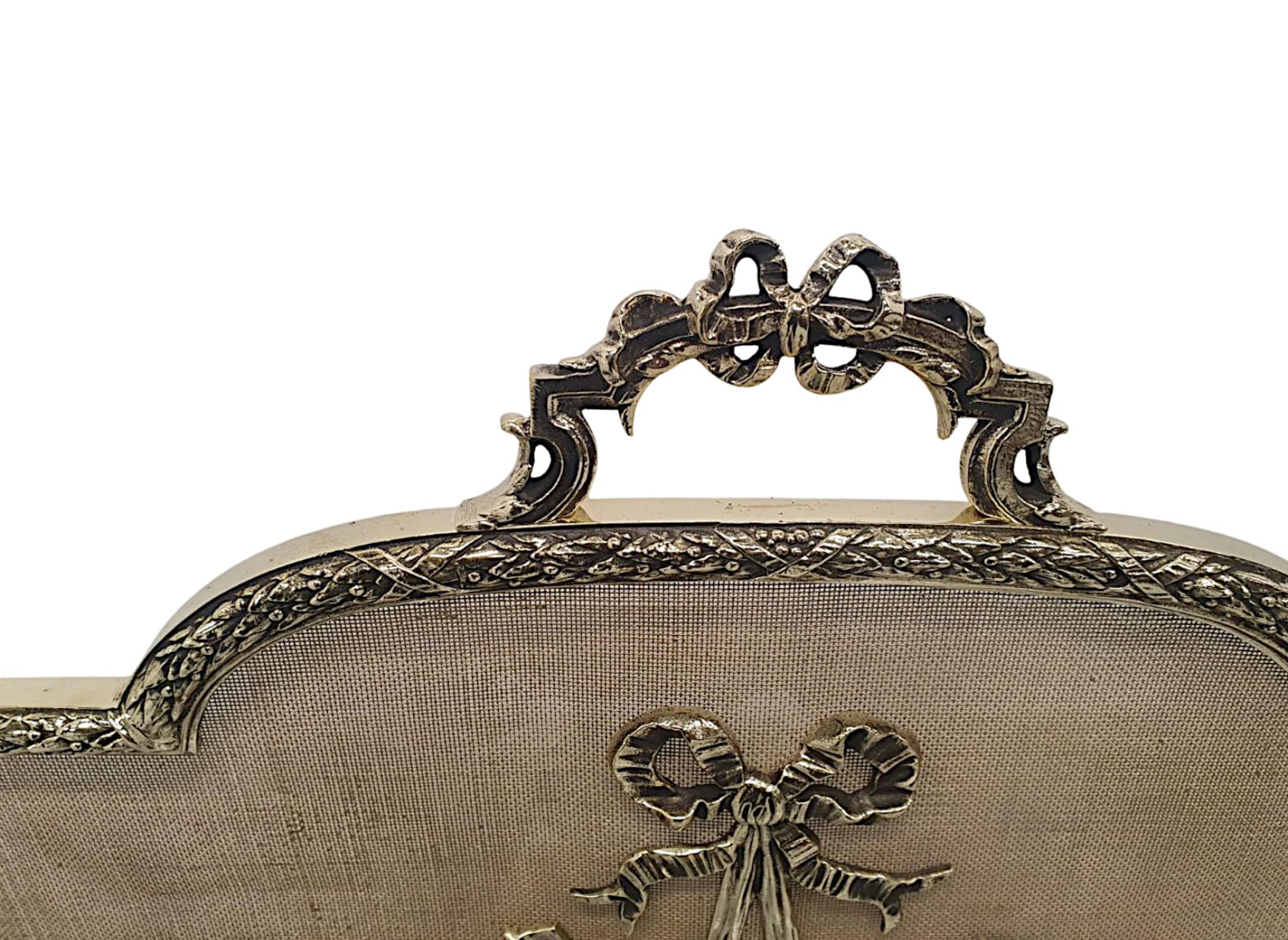 French  A Stunning 19th Century Fully Restored Brass Fire Screen  For Sale
