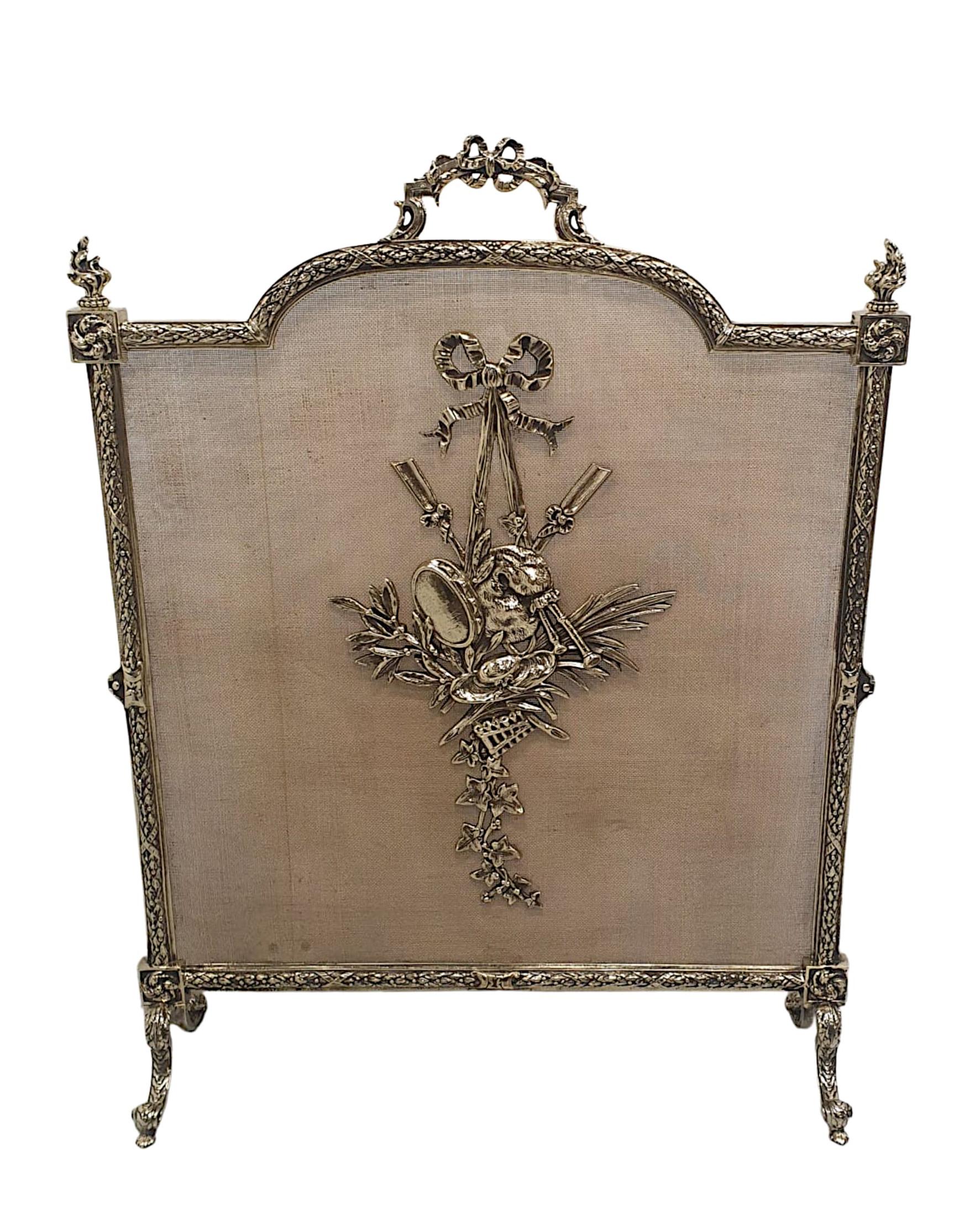  A Stunning 19th Century Fully Restored Brass Fire Screen  For Sale