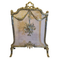 Antique Stunning 19th Century Fully Restored Polished Brass Fire Screen
