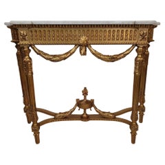 Stunning 19th Century Giltwood Marble Top Console Table