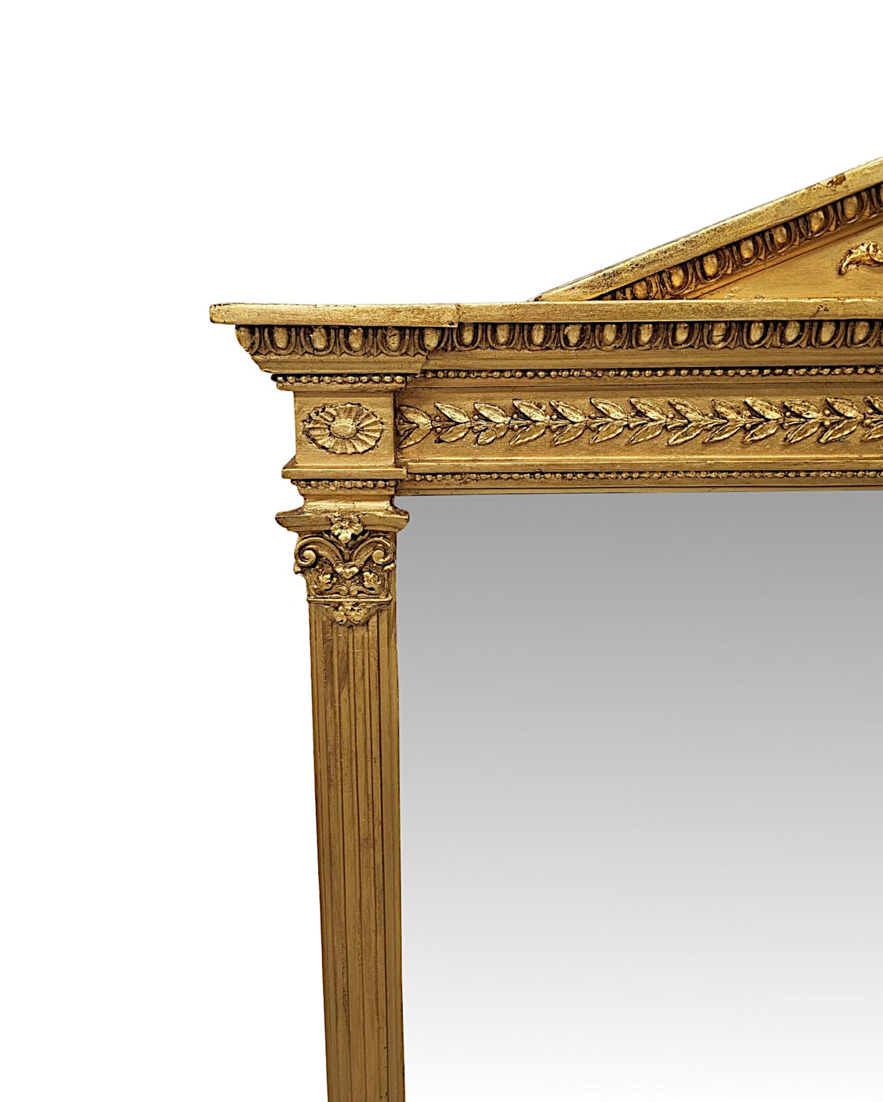 Anglais Superbe miroir à trumeau en bois doré du XIXe siècle en vente