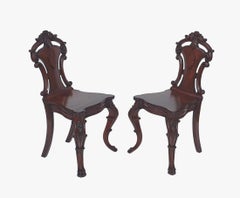 Stunning 19th Century Irish Pair of Hall Chairs Attributed to Strahan