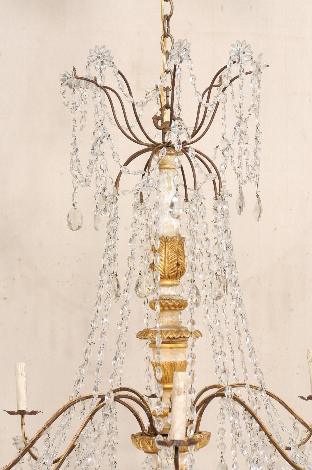 Eine atemberaubende 19. Jahrhundert Italienisch Kristall & vergoldet Wood Column Kronleuchter im Angebot 2