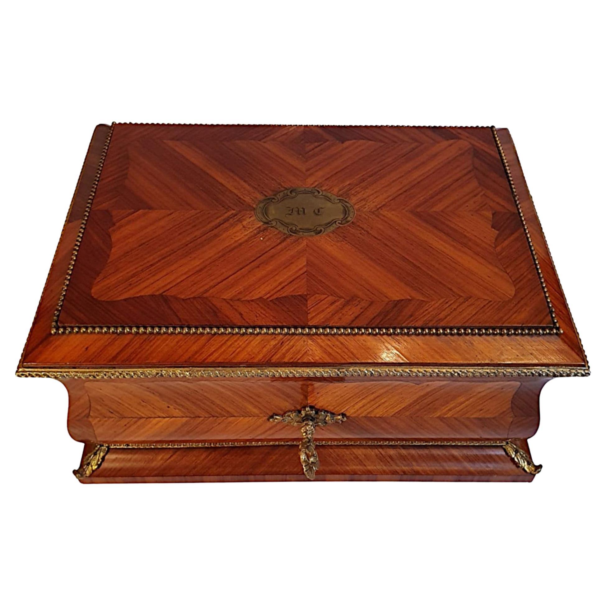 Stunning 19th Century Kingwood Jewellery Box with Ormolu Mounts For Sale