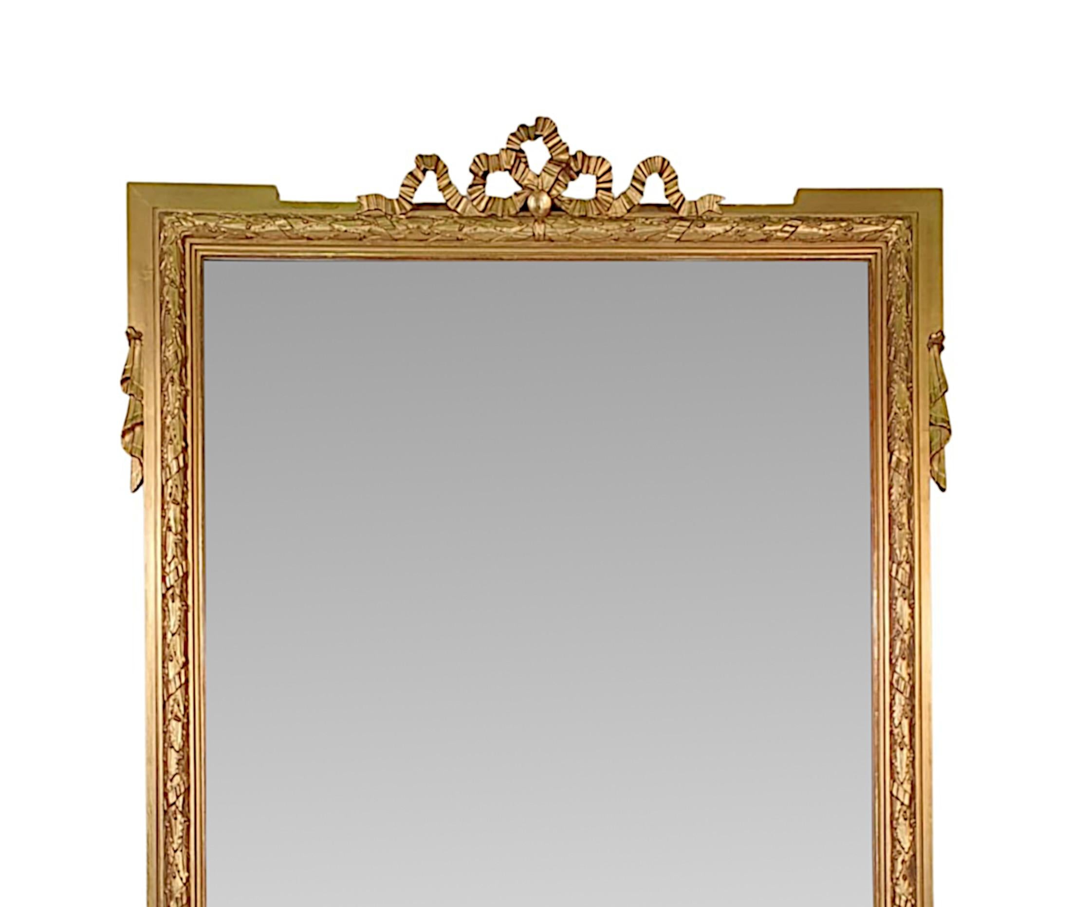 French Stunning 19th Century Large Giltwood Dressing or Hall Mirror For Sale