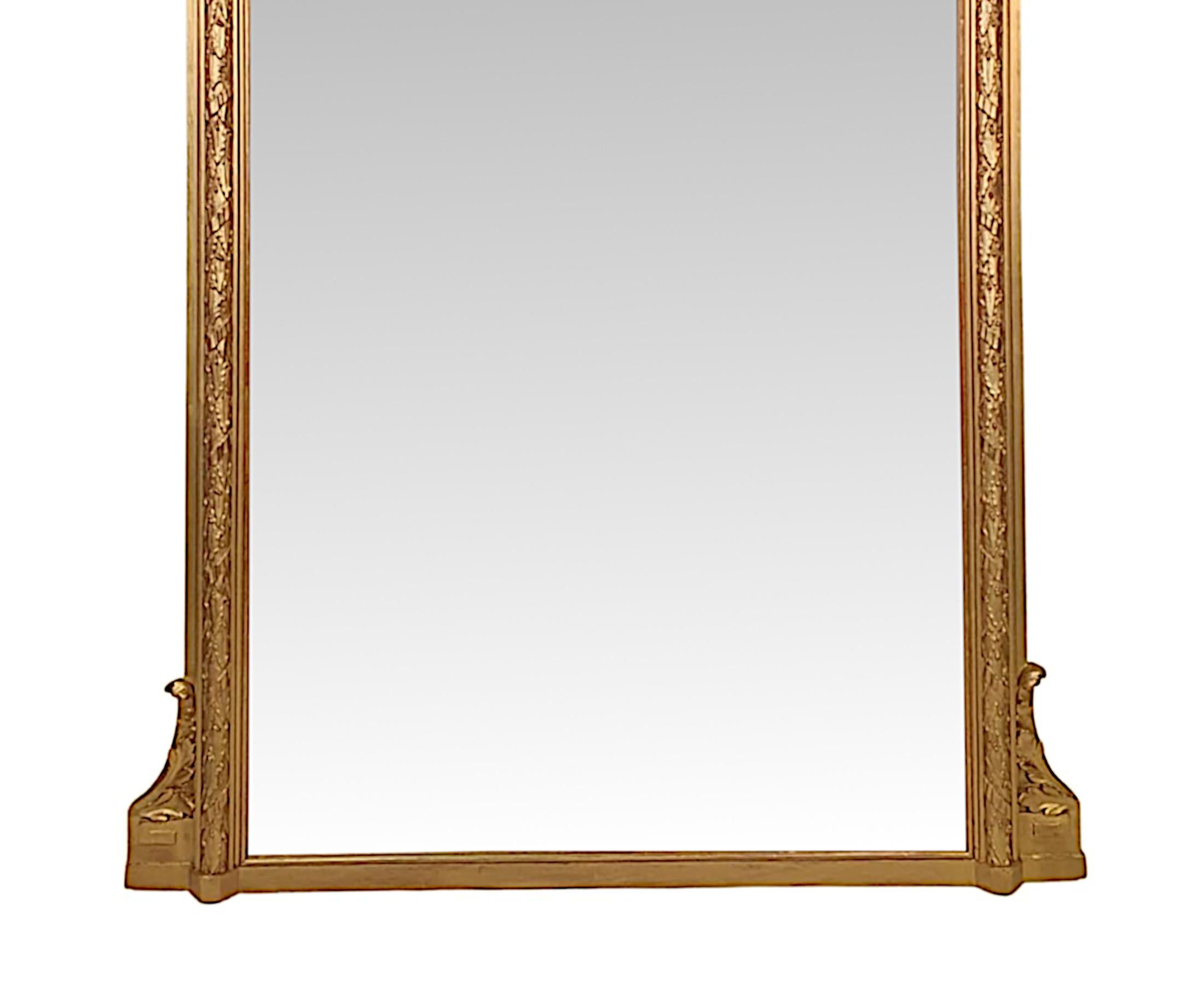 Stunning 19th Century Large Giltwood Dressing or Hall Mirror In Good Condition For Sale In Dublin, IE