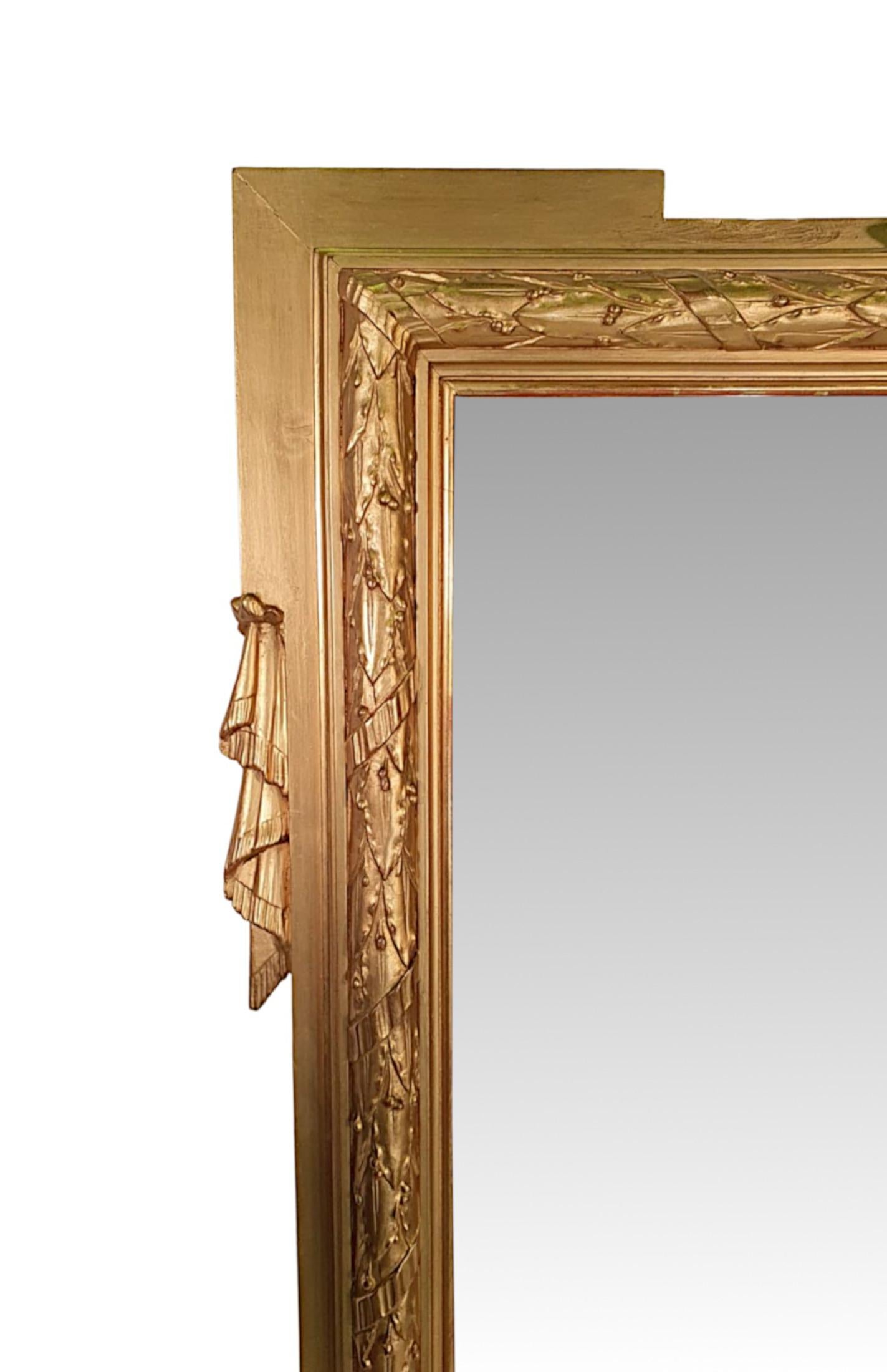 Glass Stunning 19th Century Large Giltwood Dressing or Hall Mirror For Sale