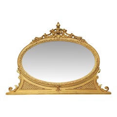 A Stunning 19. Jahrhundert Low Giltwood Overmantel Spiegel
