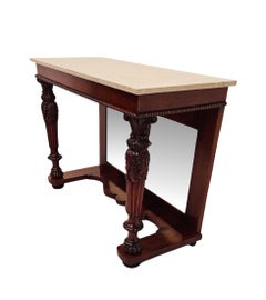 19th Century Marble Top Mirror Back Console Table