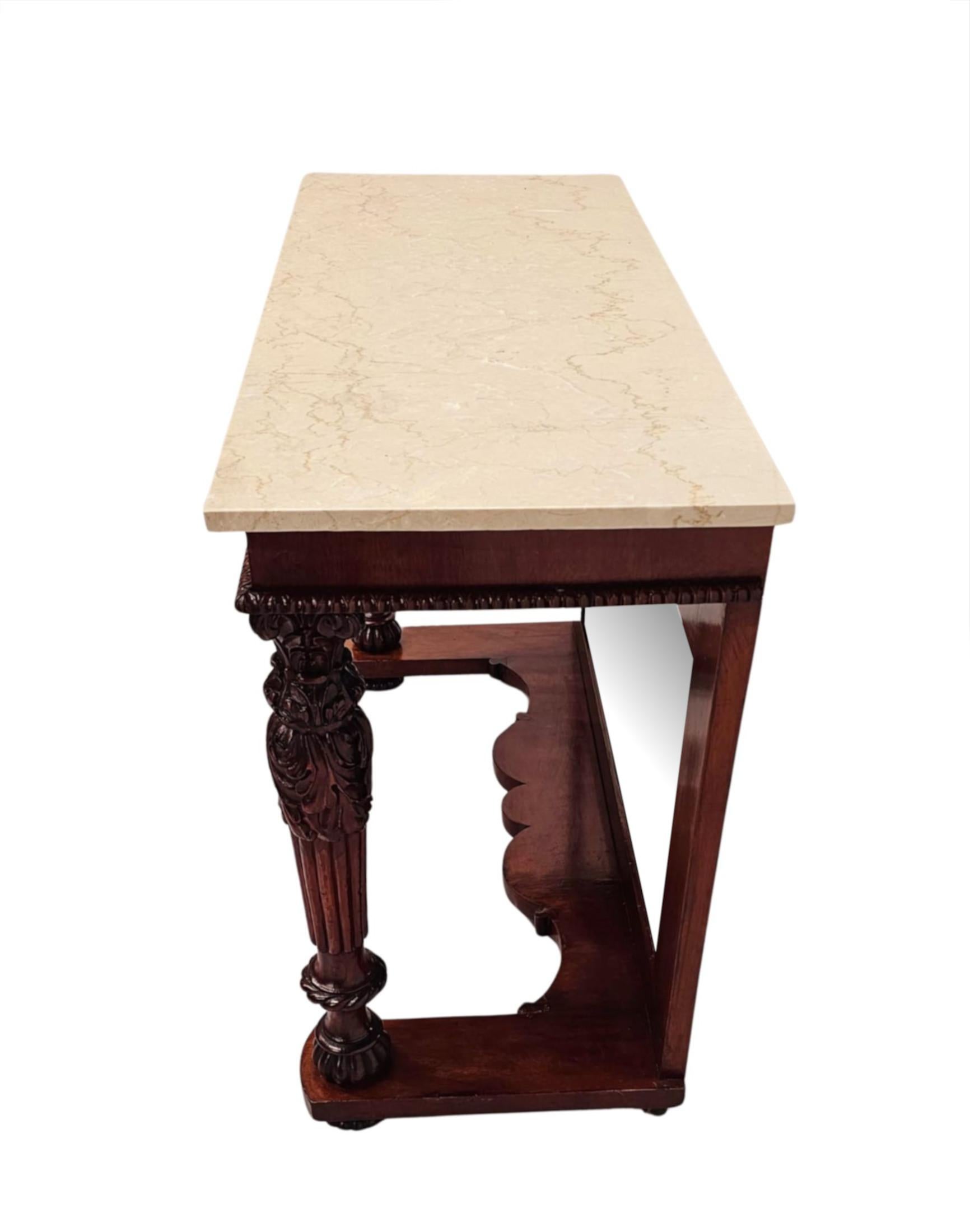 19th Century Marble Top Mirror Back Console Table For Sale 1