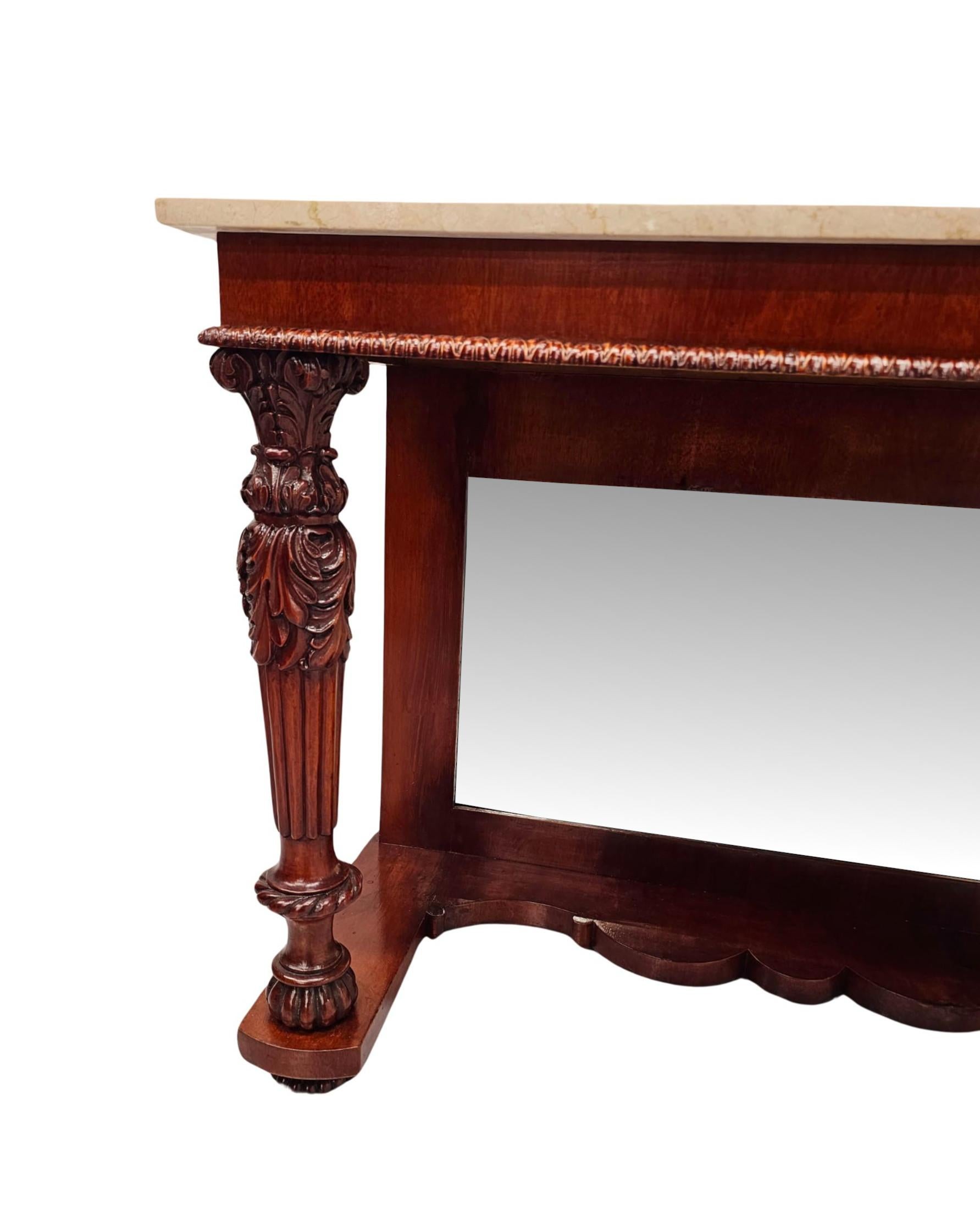 19th Century Marble Top Mirror Back Console Table For Sale 3