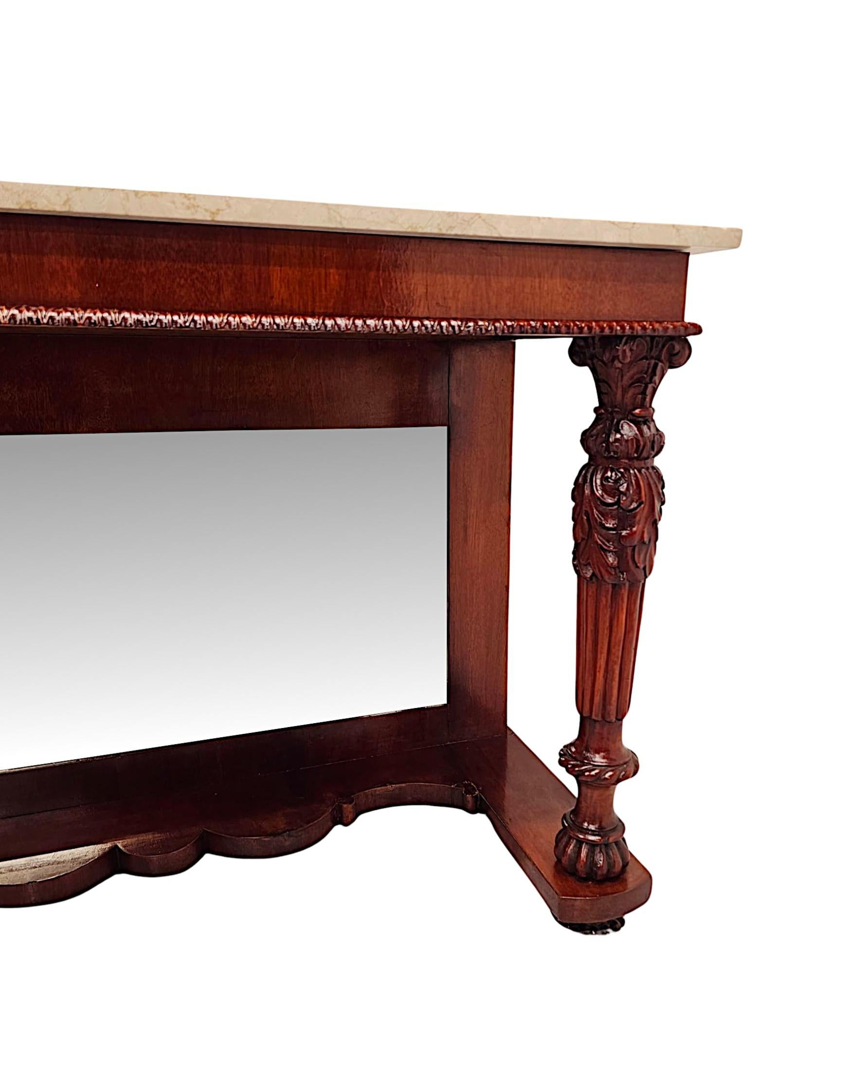 19th Century Marble Top Mirror Back Console Table For Sale 4