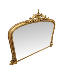 A Stunning 19th Century Neat Size Giltwood Framed Archtop Overmantel Mirror