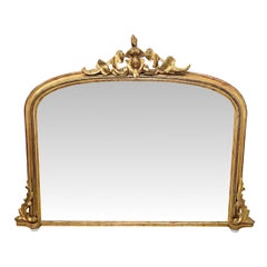 A Stunning 19th Century Neat Size Giltwood Framed Archtop Overmantel Mirror
