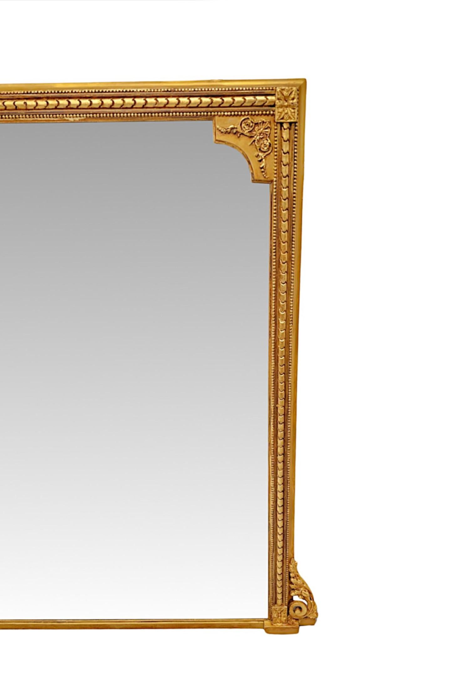 Anglais Superbe miroir à trumeau rectangulaire en bois doré du XIXe siècle en vente