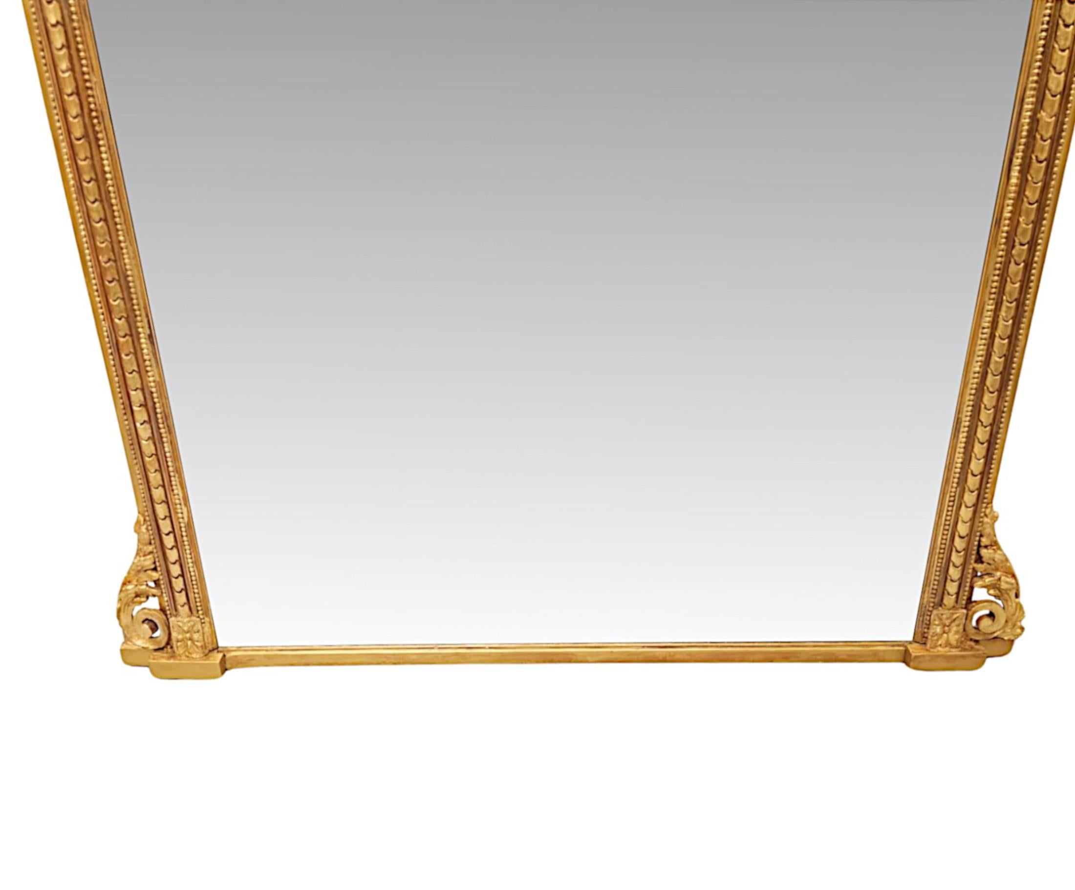 Superbe miroir à trumeau rectangulaire en bois doré du XIXe siècle Bon état - En vente à Dublin, IE