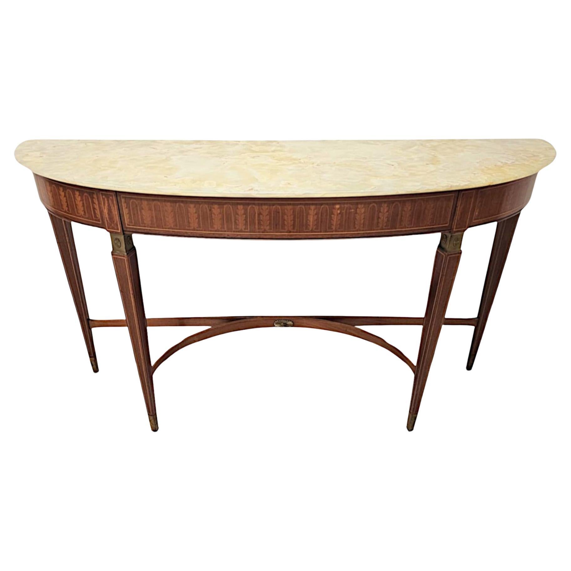 A Stunning 20th Century Inlaid Console Table with Onyx Top For Sale