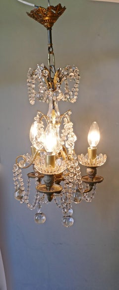 Stunning 3 Branch Chandelier by Lucien Gau Paris