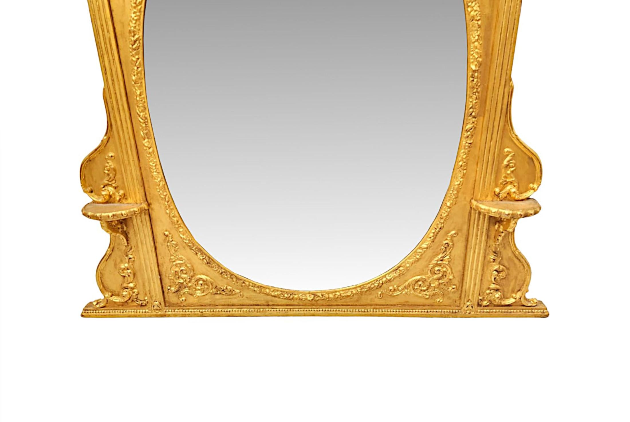 Anglais Superbe miroir d'entrée ou trumeau en bois doré du 19e siècle, signé Adams Design/One en vente