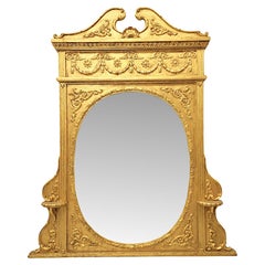 Antique A Stunning 19th Century Adams Design Giltwood Overmantel or Hall Mirror