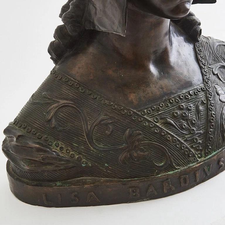 Bronze Un superbe buste en bronze finement ouvragé représentant une femme noble de la Renaissance. en vente
