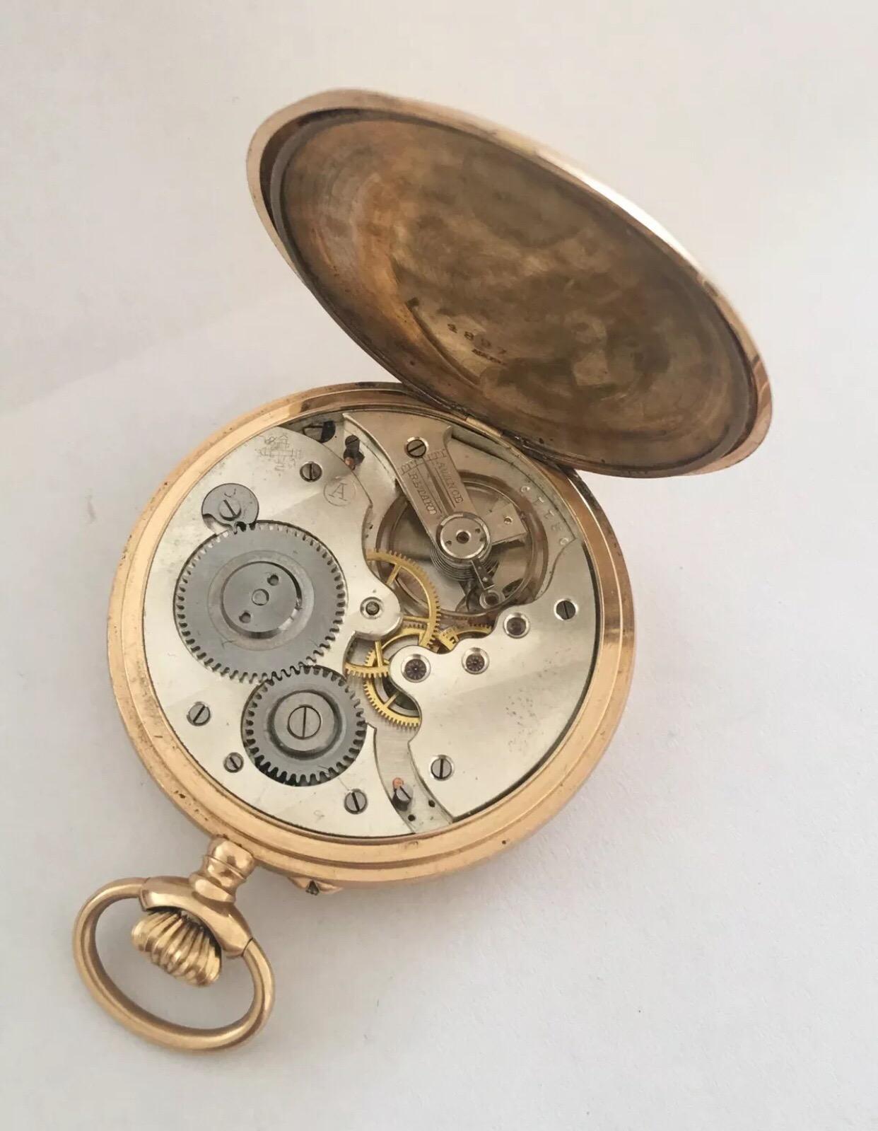 Stunning Antique 14 Karat Gold Full Hunter Pocket Watch Signed BOREL 5