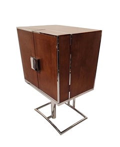 A Stunning Art Deco Design Walnut and Chrome Drinks Cabinet or Bar
