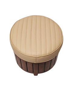 A Stunning Art Deco Style Cream Leather and Walnut Stool