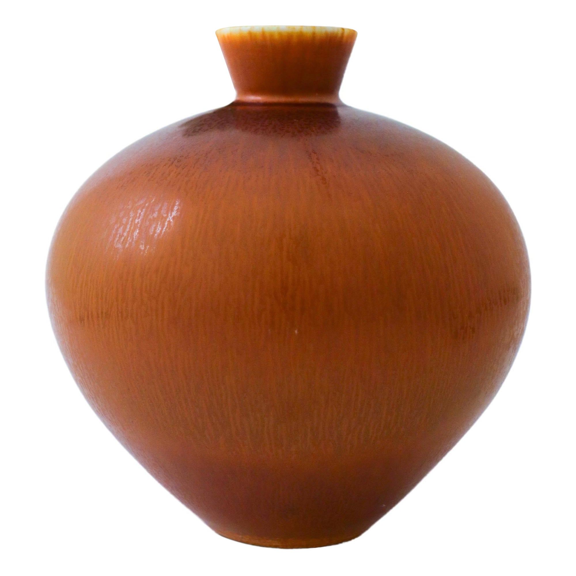 Uno straordinario vaso di ceramica marrone con smalto HAR - Berndt Friberg - Gustavsberg 1977