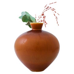 A stunning Brown Ceramic Vase Har-fur glaze- Berndt Friberg - Gustavsberg 1977