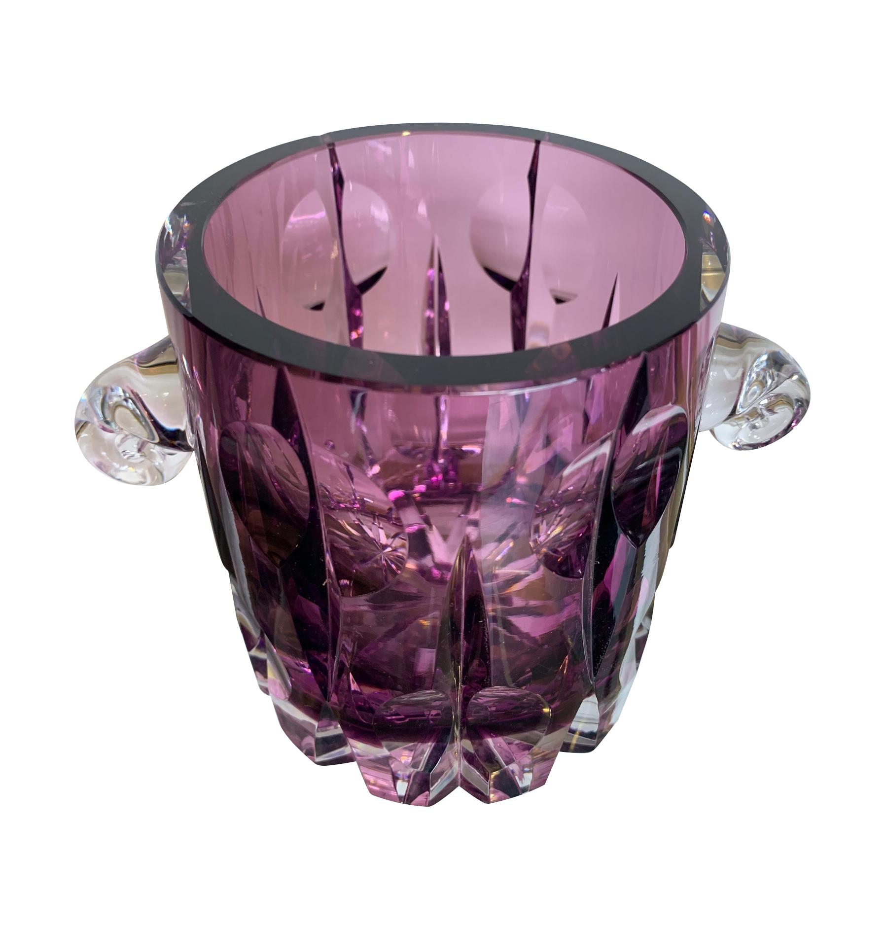 Cristal Superbe shaker à cocktail en cristal taillé avec seau à glace assorti en verre violet