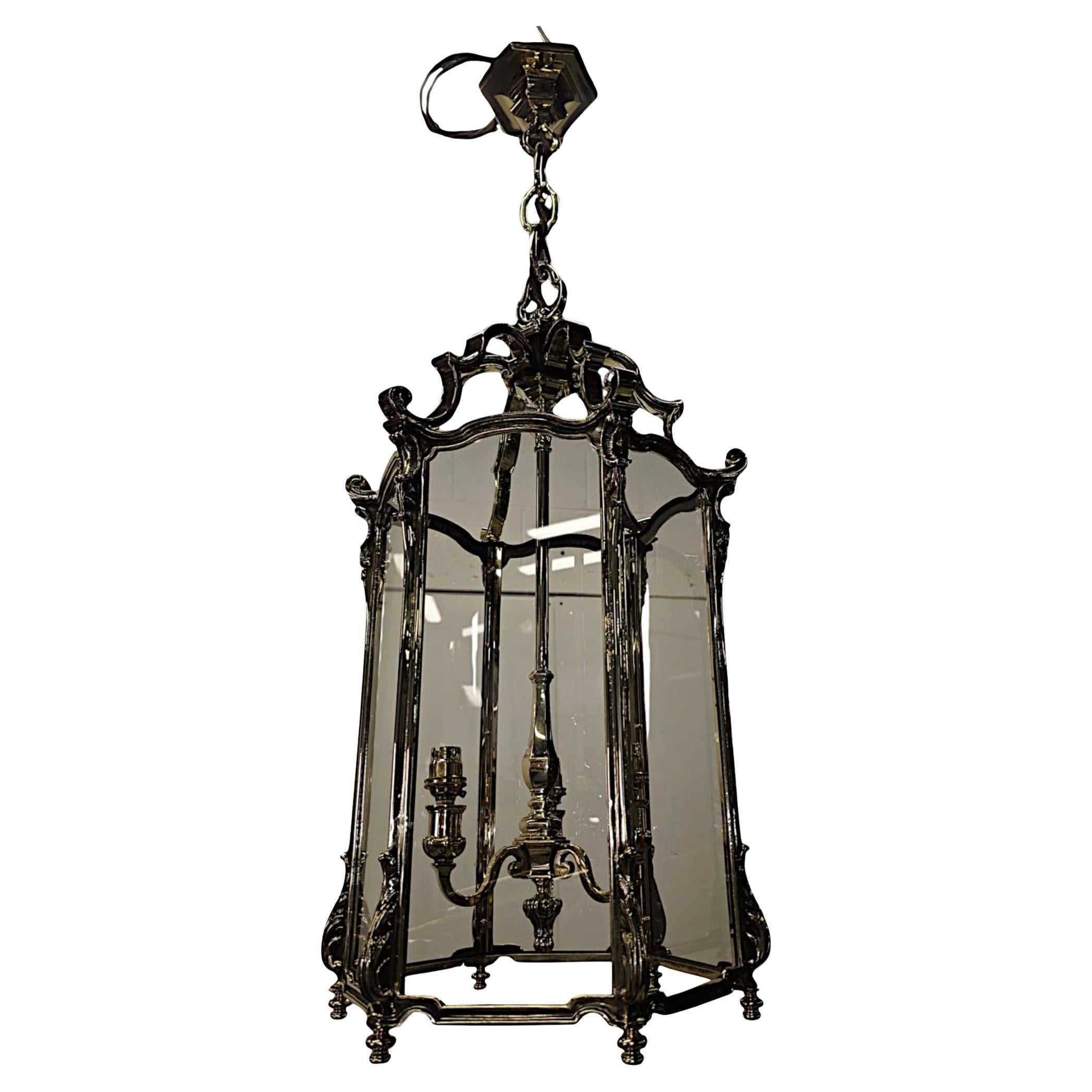 A Stunning Early 20th Century Fully Restored Heavy Brass Lantern For Sale