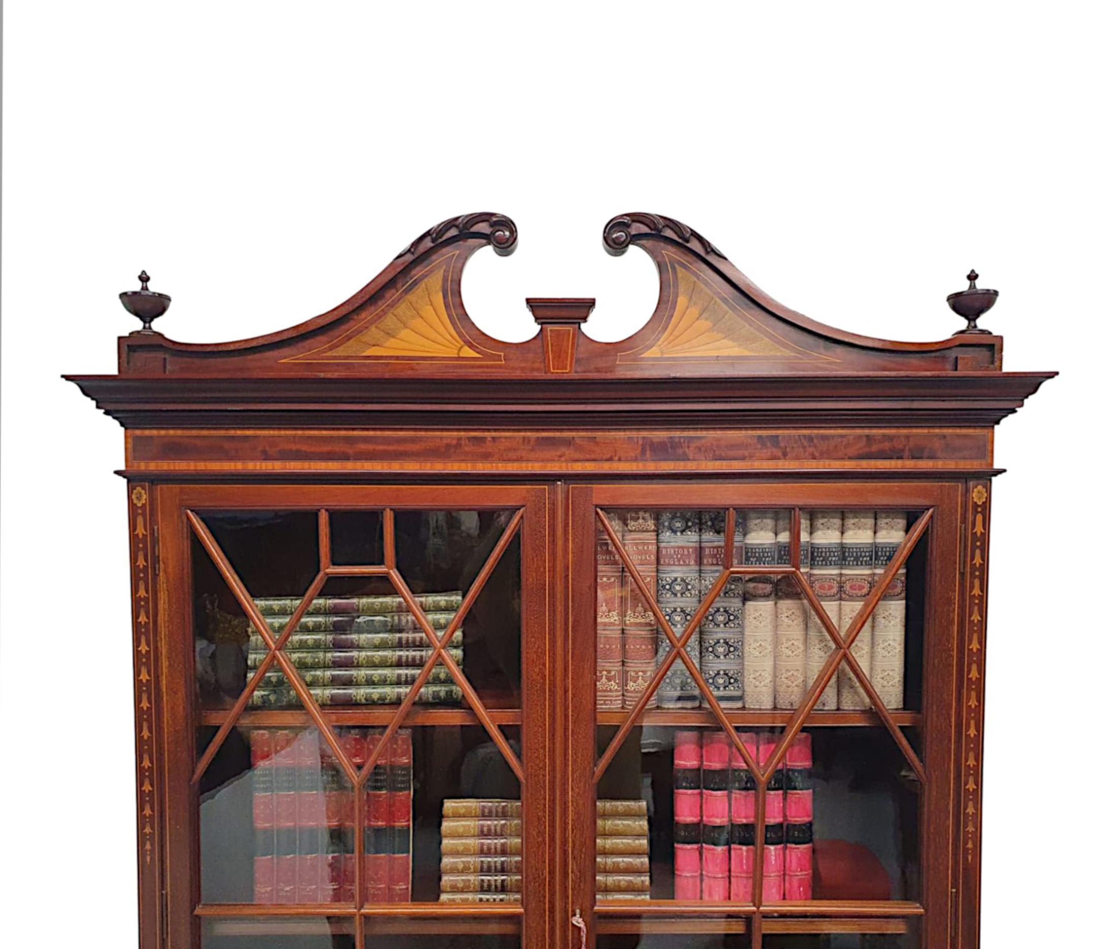 English Stunning Edwardian Inlaid Bookcase by S and H Jewell London For Sale