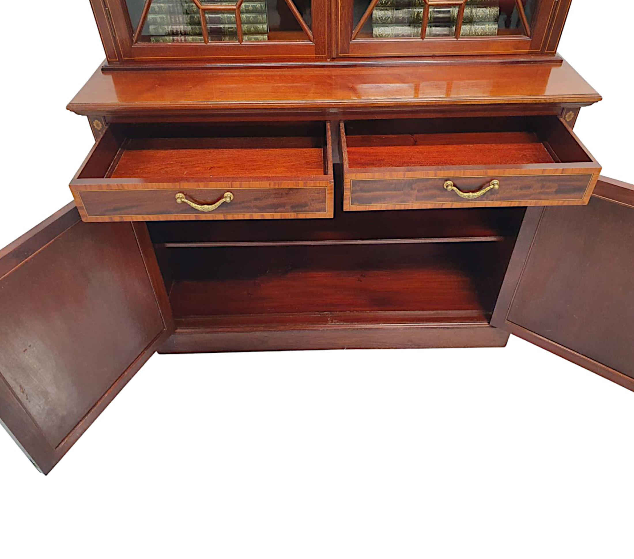 Glass Stunning Edwardian Inlaid Bookcase by S and H Jewell London For Sale