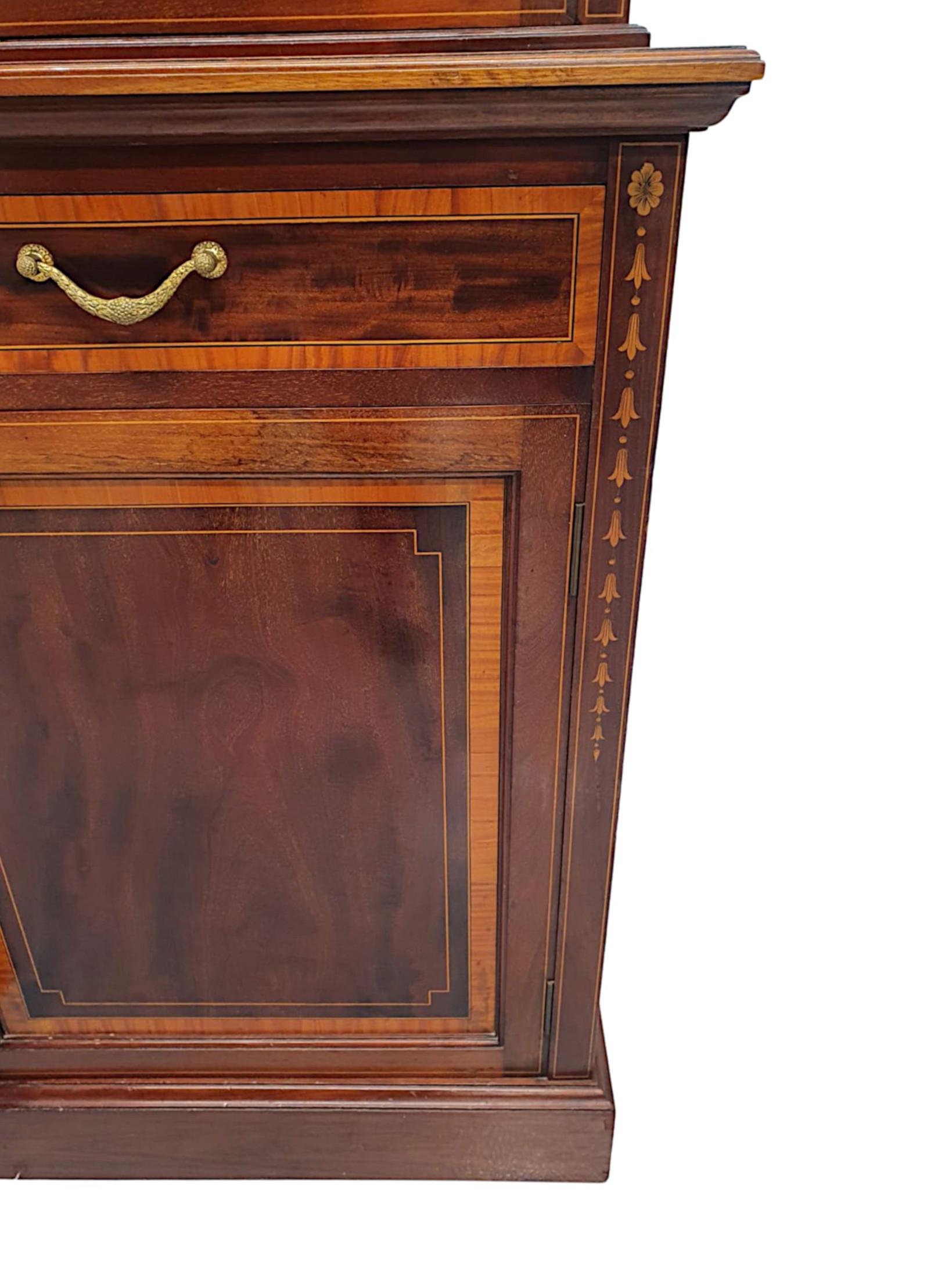 Stunning Edwardian Inlaid Bookcase by S and H Jewell London For Sale 1