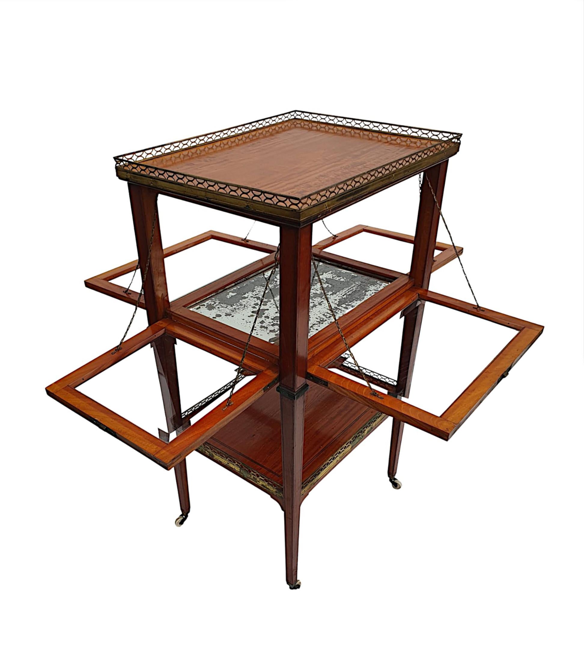 Satinwood Stunning Edwardian Inlaid Drinks Table For Sale