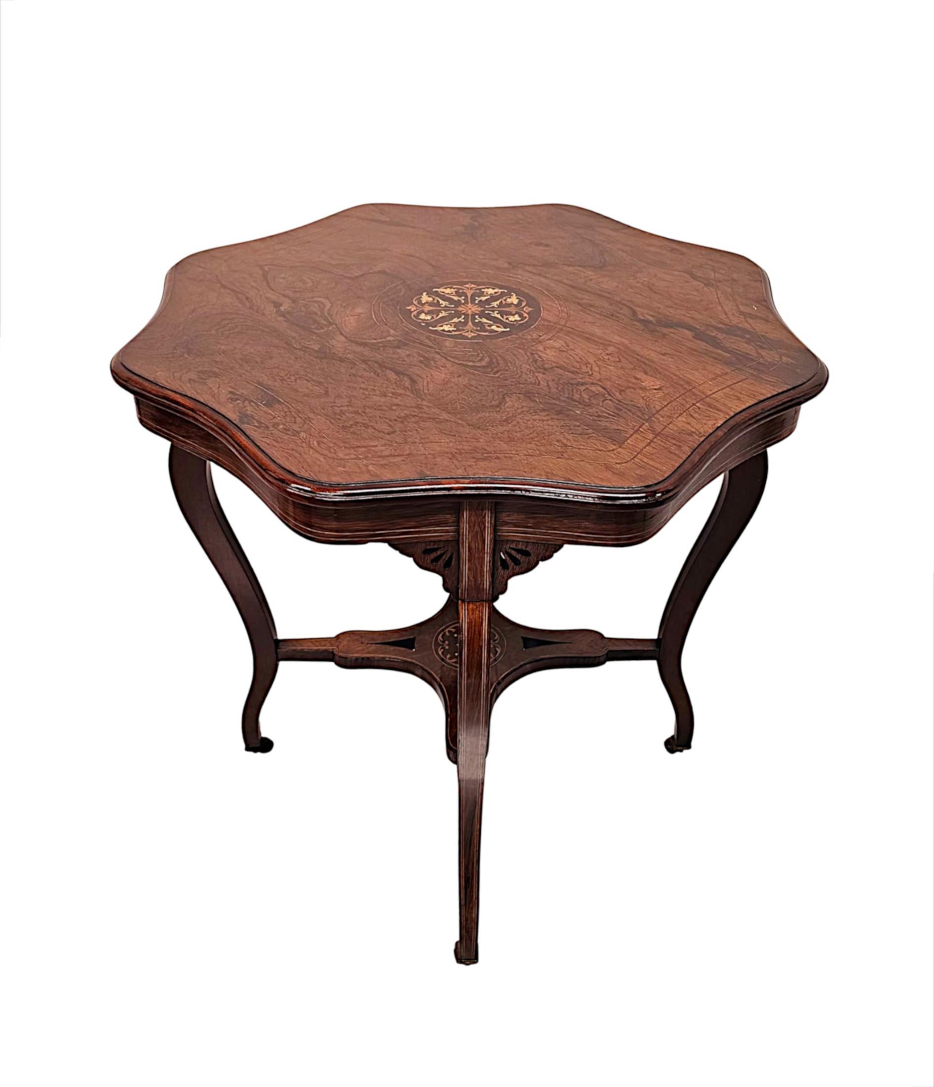 Atemberaubender edwardianischer Beistell- oder Lampentisch mit Intarsien (Englisch) im Angebot
