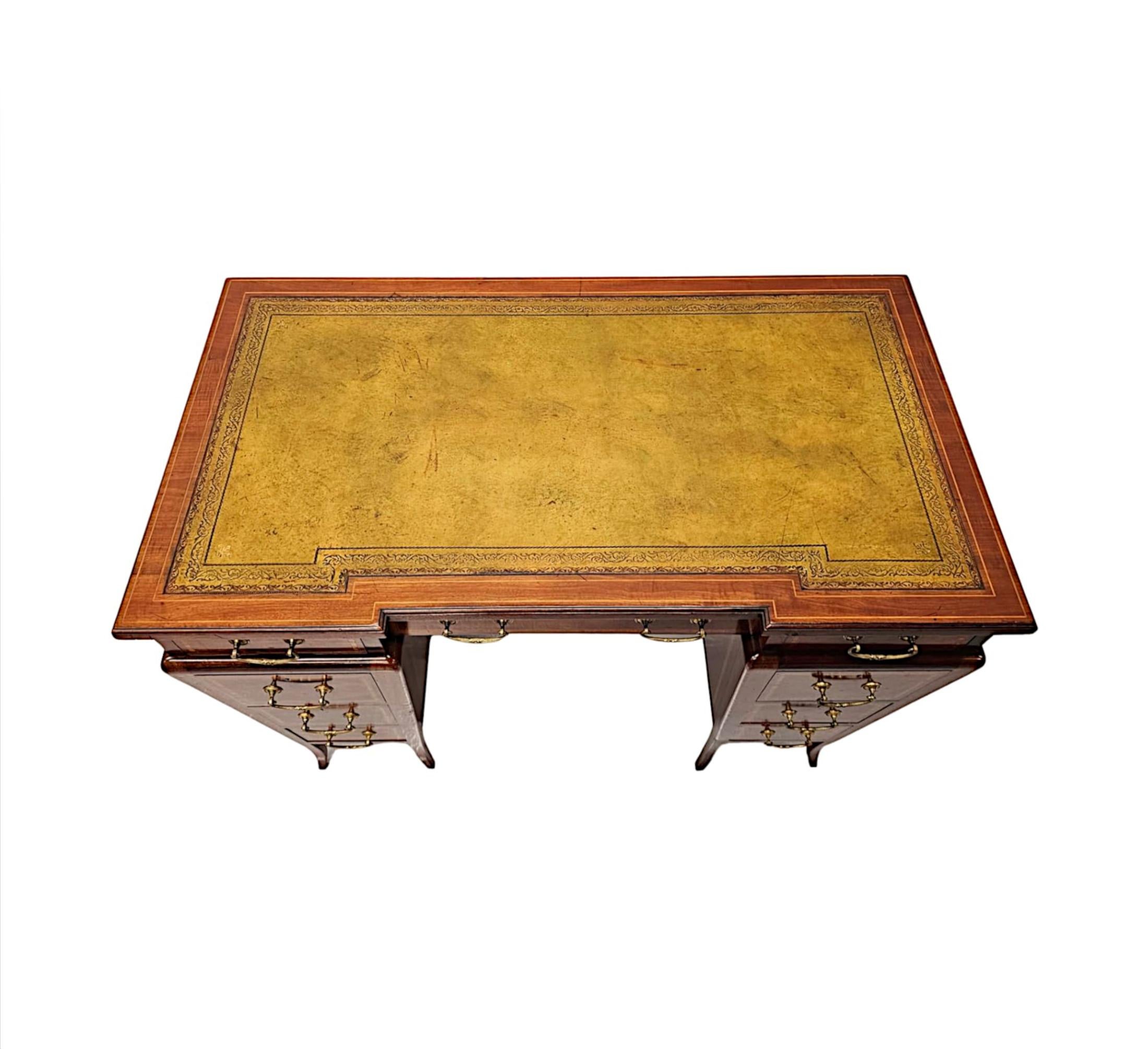 English A Stunning Edwardian Leather Top Desk after Edward and Roberts For Sale