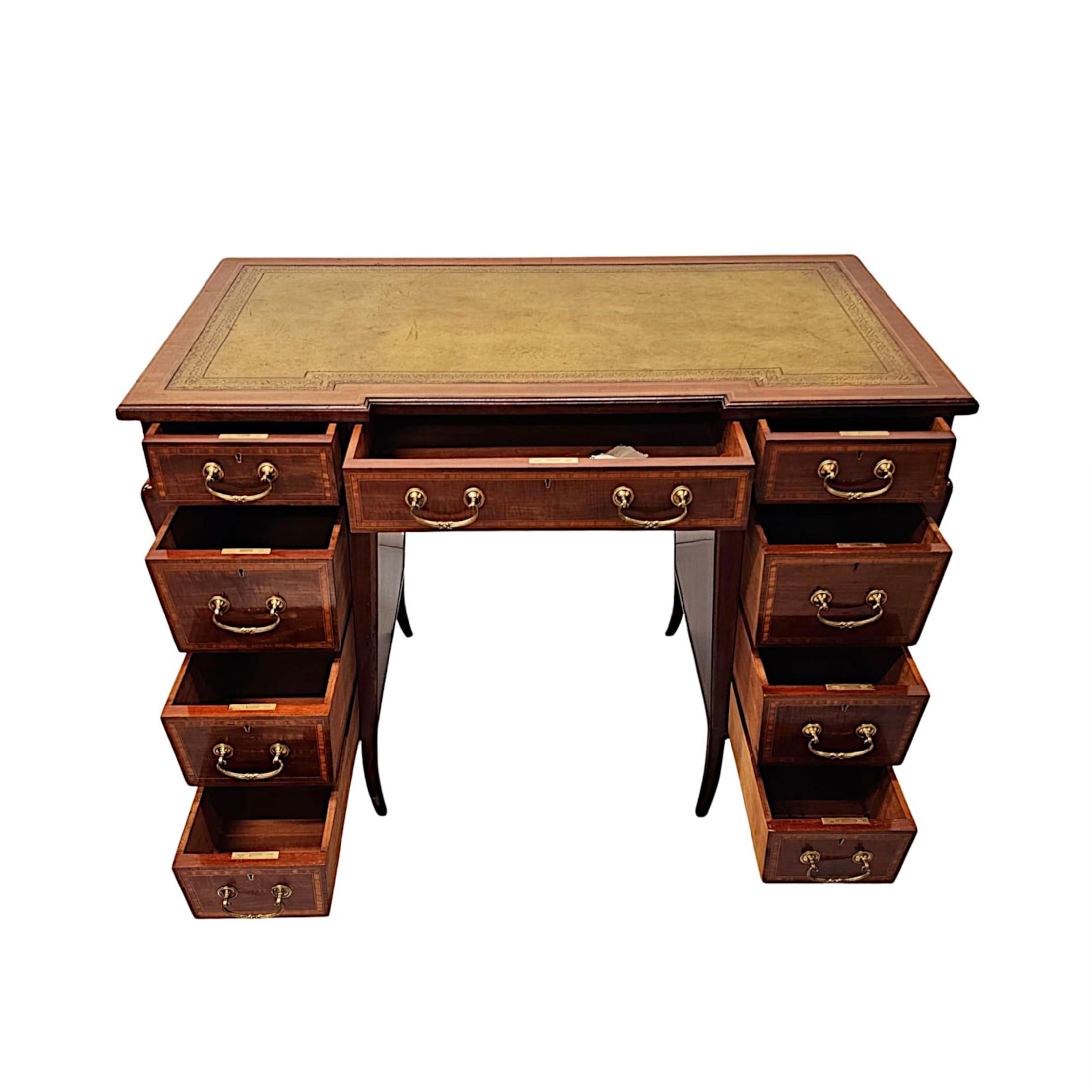 20th Century A Stunning Edwardian Leather Top Desk after Edward and Roberts For Sale