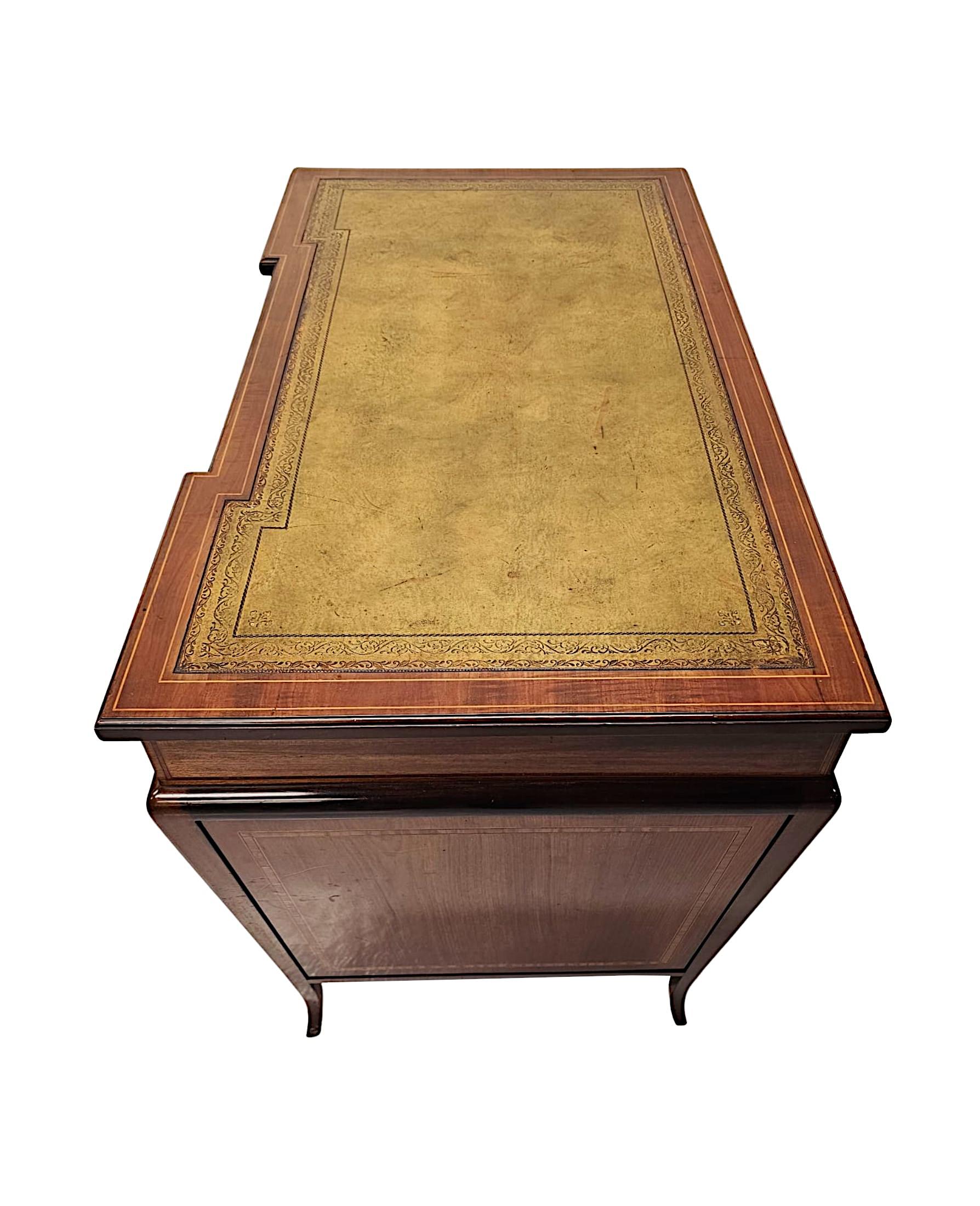 Brass A Stunning Edwardian Leather Top Desk after Edward and Roberts For Sale