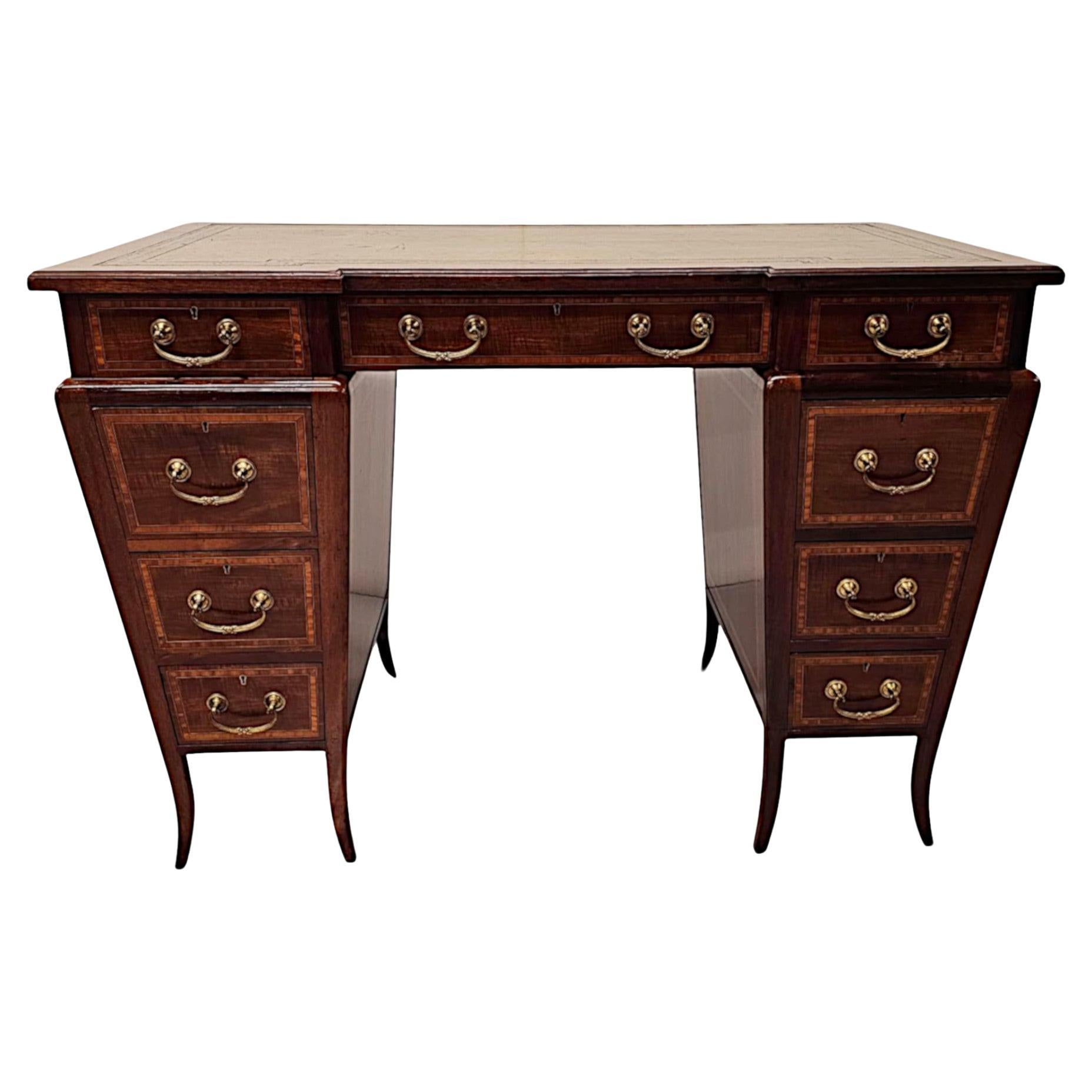 A Stunning Edwardian Leather Top Desk after Edward and Roberts For Sale