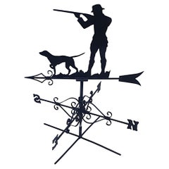 Stunning Forge Made Weather Vane of a Gunman and Dog