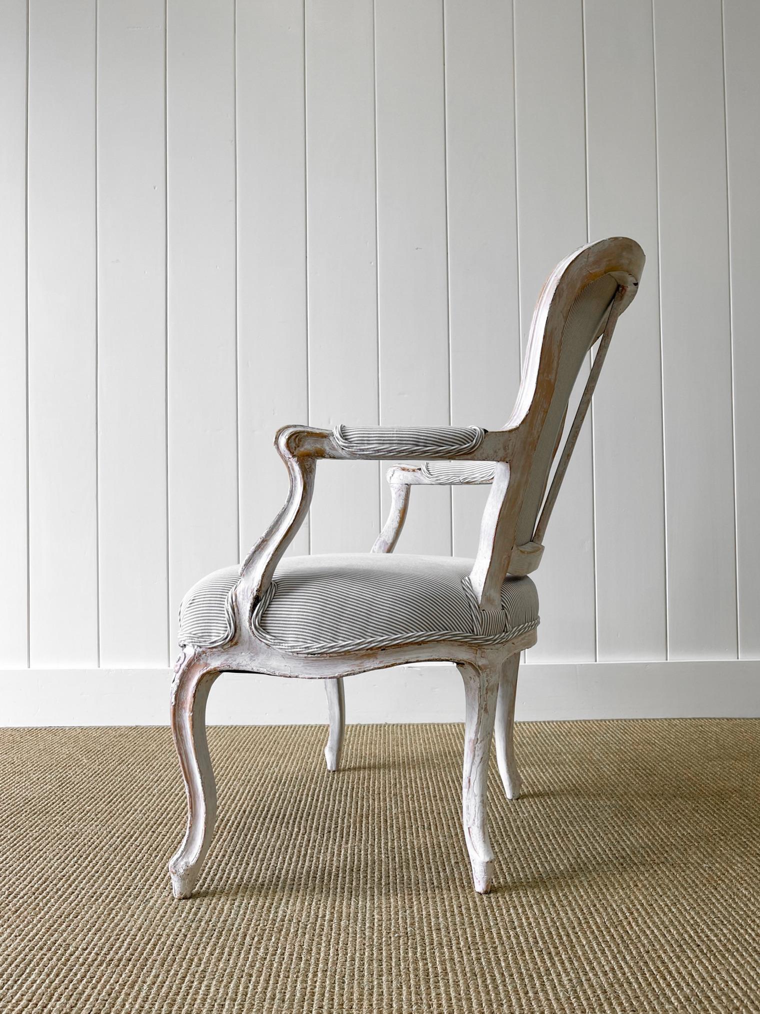 Linen A Stunning French 18th Century Occasional Chair Newly Upholstered For Sale