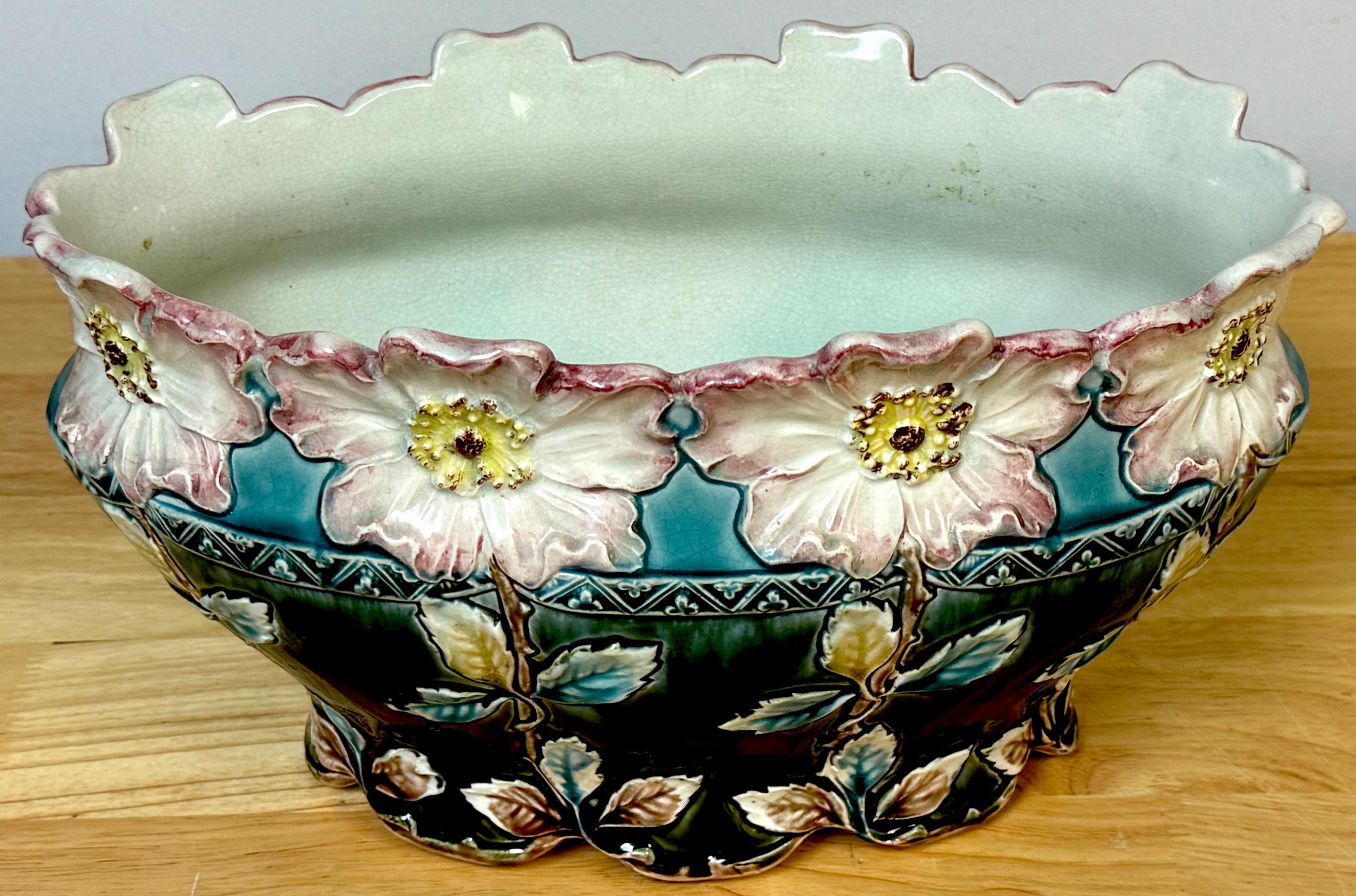 A Stunning French Art Nouveau Majolica Floral Centerpiece by Fives-Lille For Sale 2