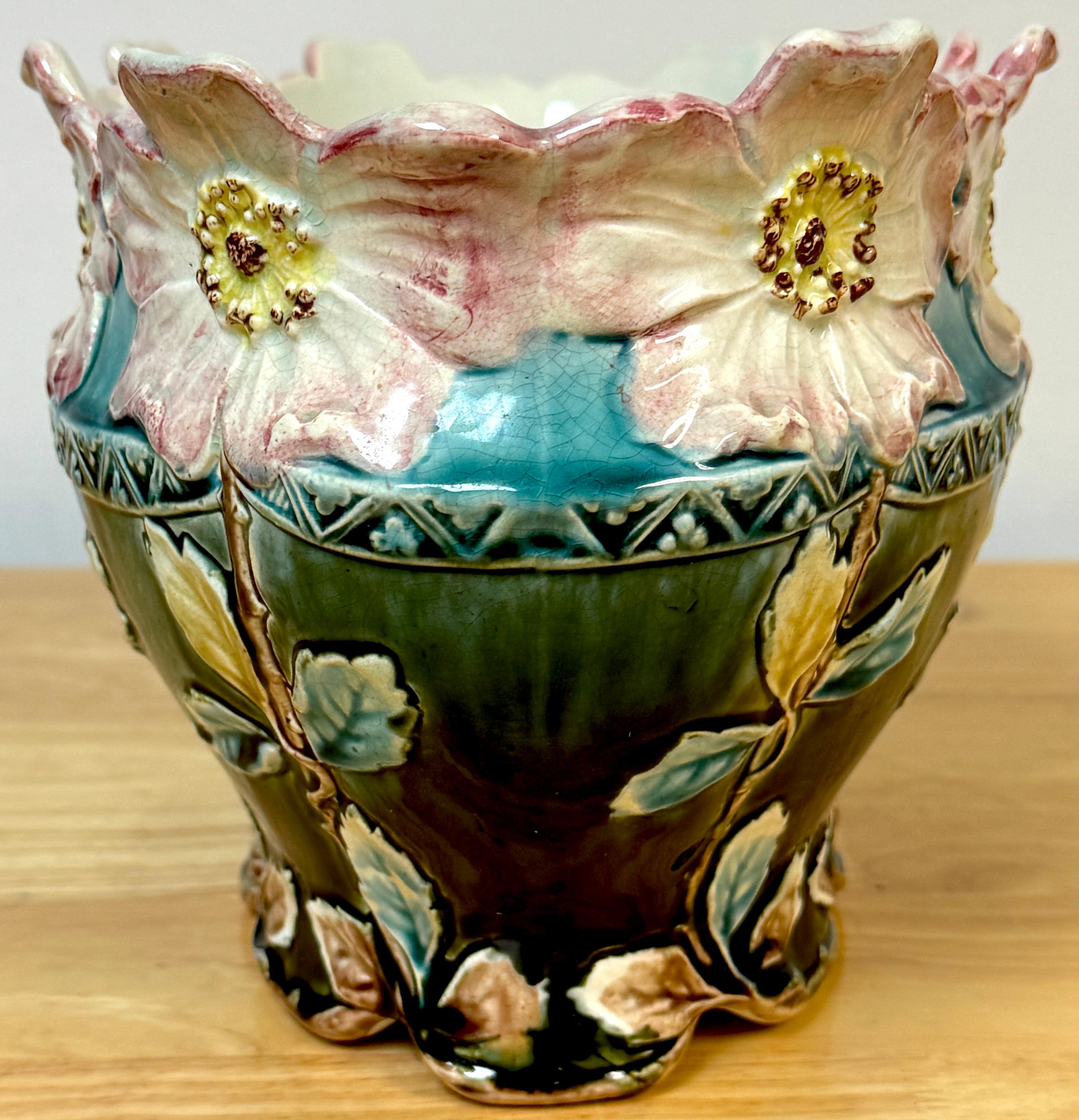 A Stunning French Art Nouveau Majolica Floral Centerpiece by Fives-Lille For Sale 3