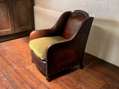 A Stunning French Leather Club Chair, Normandy Model Circa 1910-1920