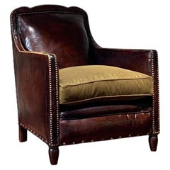 A Stunning French Leather Club Chair, Normandy Model Circa 1910-1920