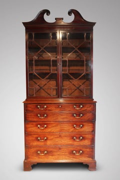 Stunning George III Period 18th Century Mahogany Library Secretaire Bookcase