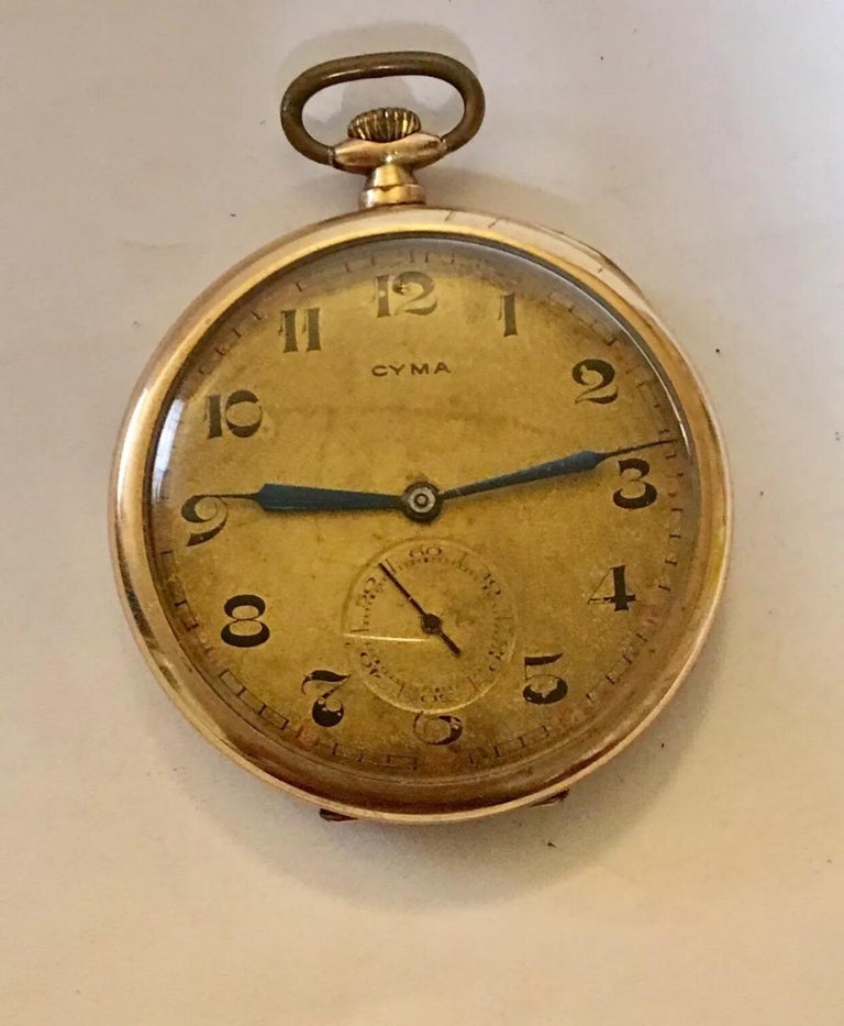 Stunning GoldPlated Cyma Dress Pocket Watch For Sale at 1stDibs